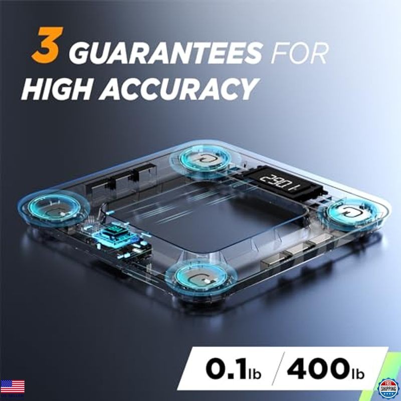 Runstar High Precision Smart Scale - Body Weight & Fat Analyzer, LCD, App Sync