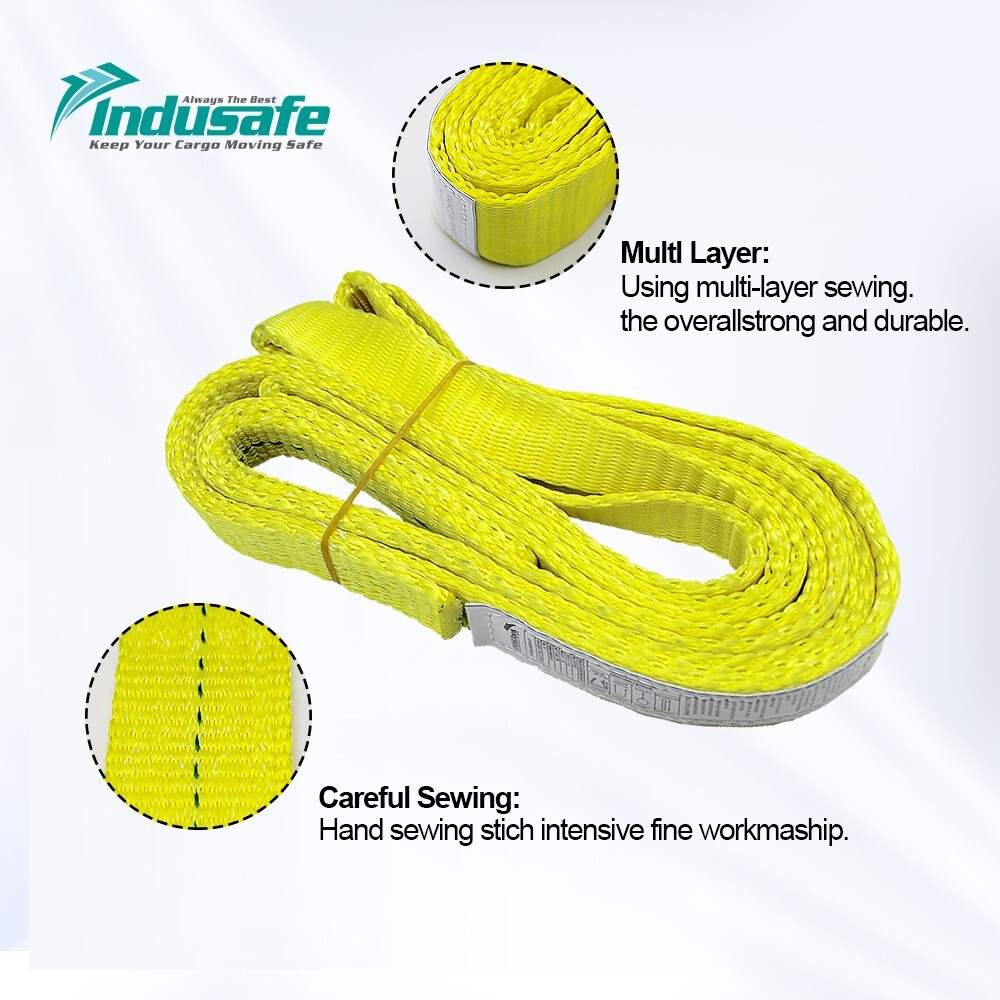 Indusafe 1" x 3' Polyester Lifting Slings Strap, Twist Eye Web Slings 1600LBS