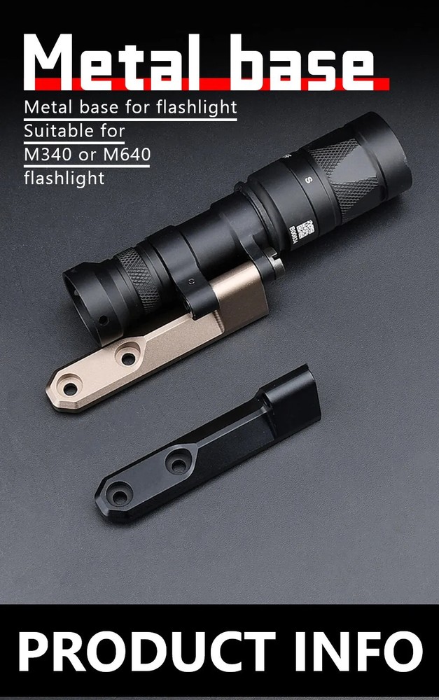 Tactical Mlok & Keymod Metal Base Mount For M640 M340 Airsoft Flashlight Base