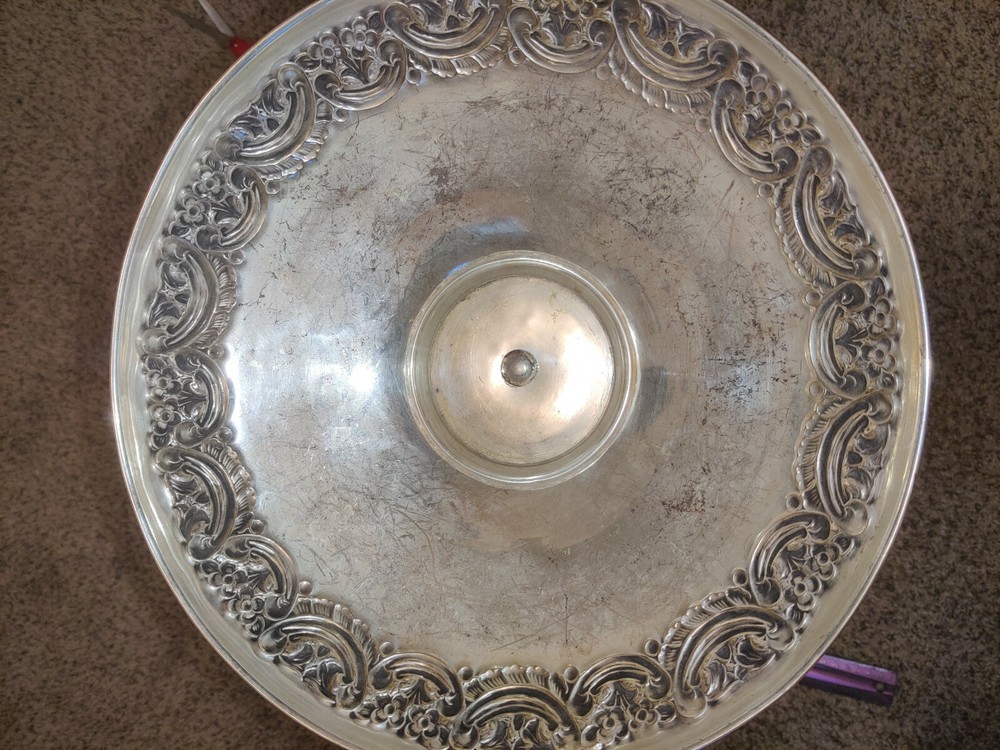 JIJ DESIGN Electro plated nickel silver ELEPHANT UNDER PALM TREE PLANT/BOWL