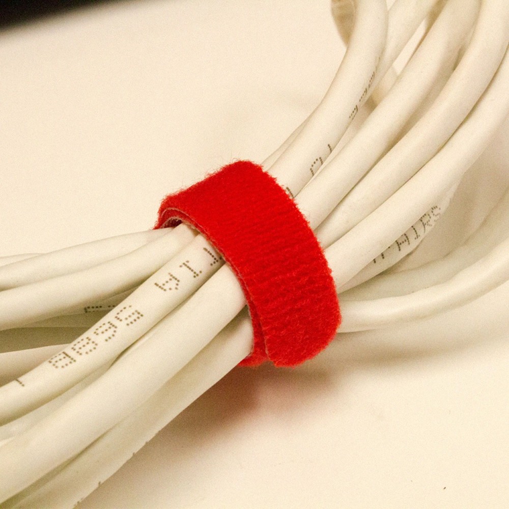 6 Inch Hook and Loop Reusable Strap Cable Cord Wire Ties 25 Pack Red