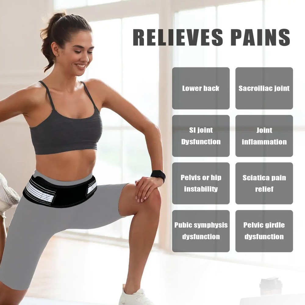 Sacroiliac SI Joint Hip Brace with Dual-Compression Tech - Sciatica & Lower B...