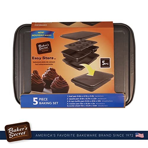 Nesting Baking Set of 5 Bakeware Pans, Save Space Kitchen Appliances, Baking
