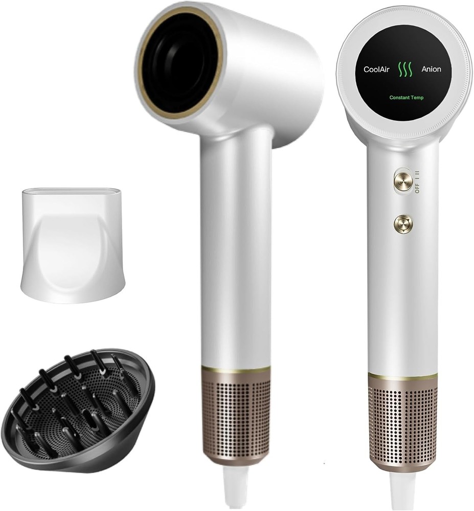 High-Speed Ionic Hair Dryer Lightweight Fast Drying 4 Heat Settings Diffuser