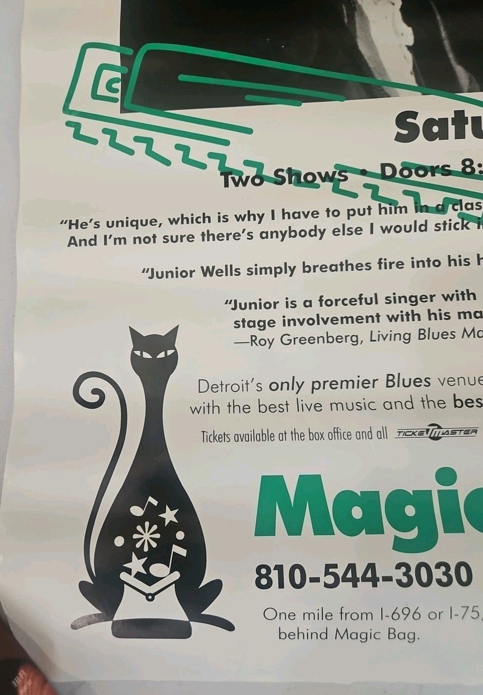 Vintage Blues Junior Wells Poster April 13 1996 Show At Magic Bag 21 3/4 × 17