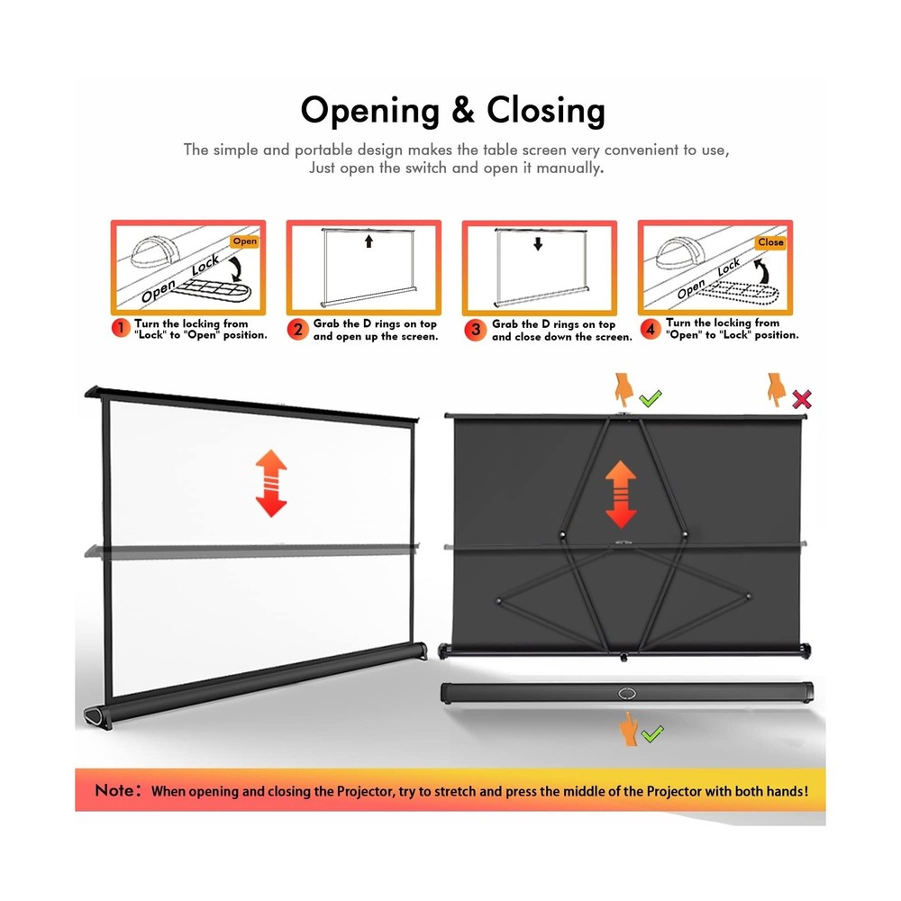 New Portable Mobile 50 Inch Projector Screen Pull Down, 16:9 Projector Screen...