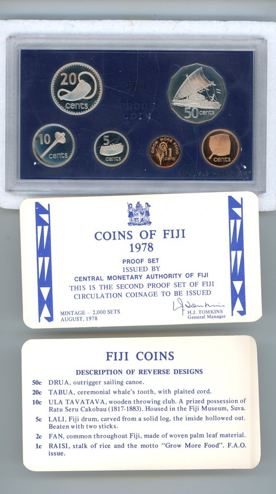 FIJI ~ 1978 ~ PROOF SET ~ 6 COINS ~ MINT PACKAGING