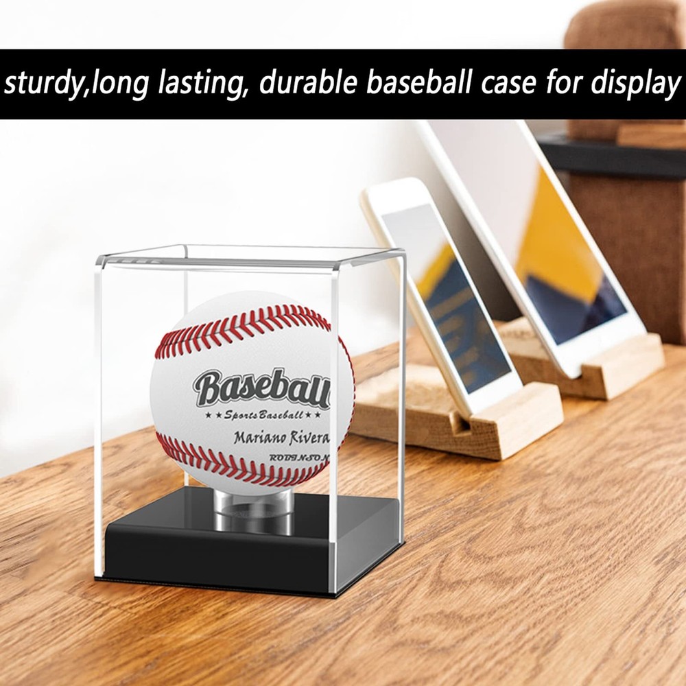 2-Pack Baseball Display Case UV Protected Acrylic Cube for Memorabilia