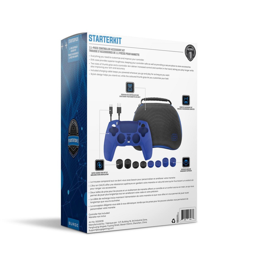 SURGE GAMING [ Starter Pack ] 11-Piece Complete Controller Accessory Kit (PS5)