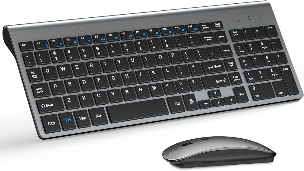 Wireless Keyboard & Mouse Combo, Ultra Slim, 2.4G, USB, Gray/Black