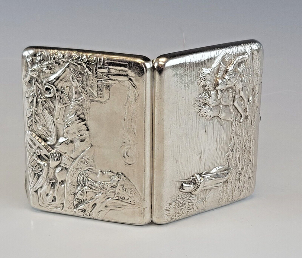 Large 19C Russian Silver Cast Cigarette Case