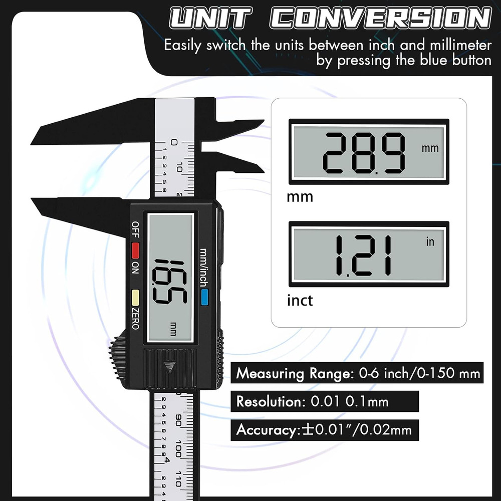 Electronic Digital Calipers, Inch and Millimeter Conversion,Lcd Screen Displays