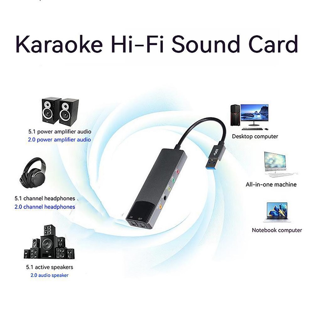USB Sound Card 5.1 Channel External Multi-Function Audio Card SPDIF Optical