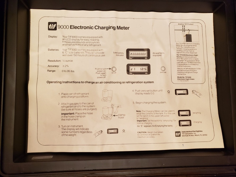 TIF 9000 Electronic Charging Meter Scale