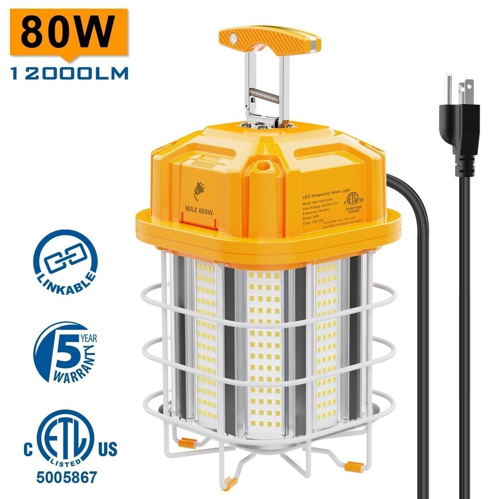 80W LED Temporary Work Light Industrial Linkable Constructions Hanging Lamp ETL