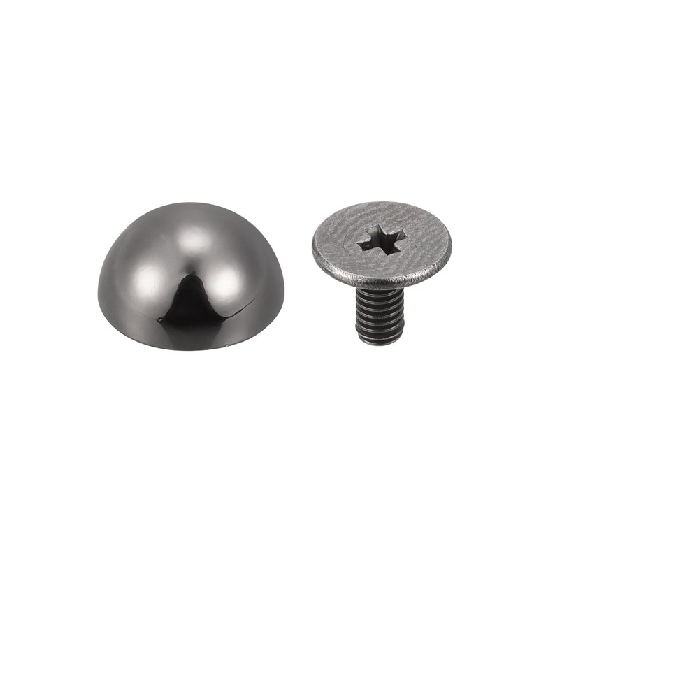 10x6mm Screw Back Rivets Solid Round Head Leather Studs Black 10 Sets