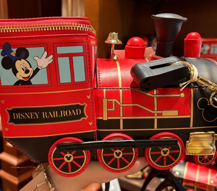 NEW 2026 Disney Parks Loungefly Railroad Train Mickey Minnie Mouse Crossbody Bag