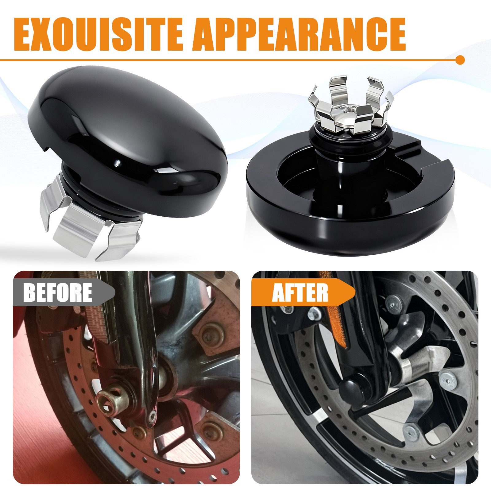 Black Front Axle Nut Caps Axle Covers for Harley Davidson/Touring 2023-2025