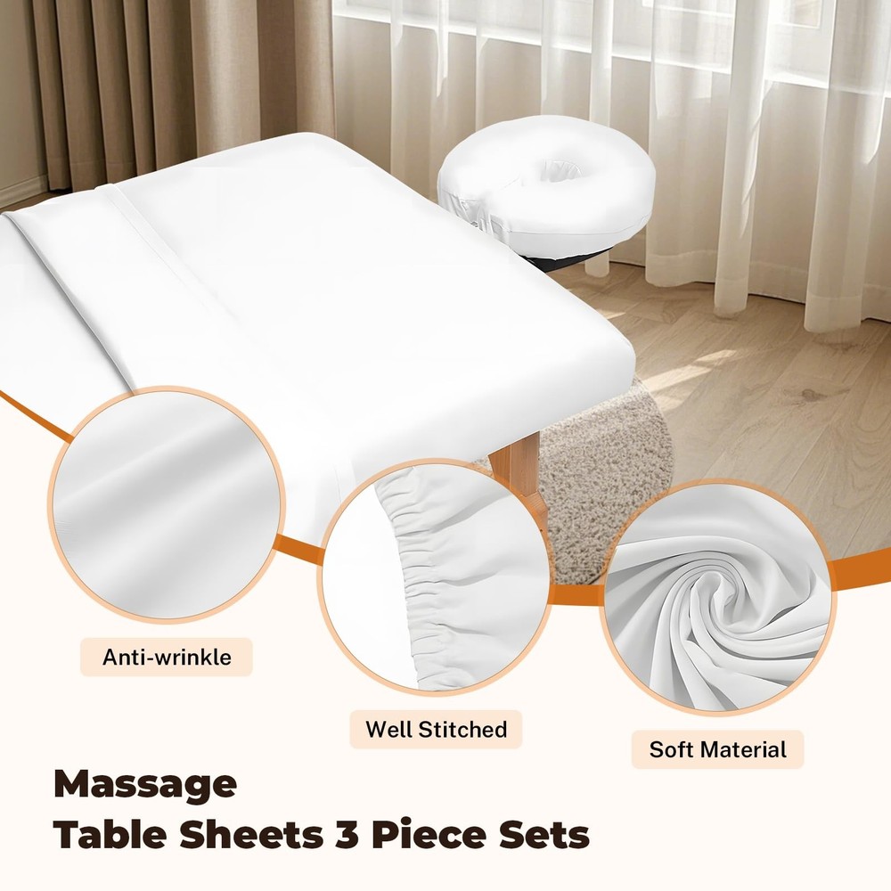 4 Sets Premium Microfiber Massage Table Sheets Set, 3 Piece Set Soft Massage ...