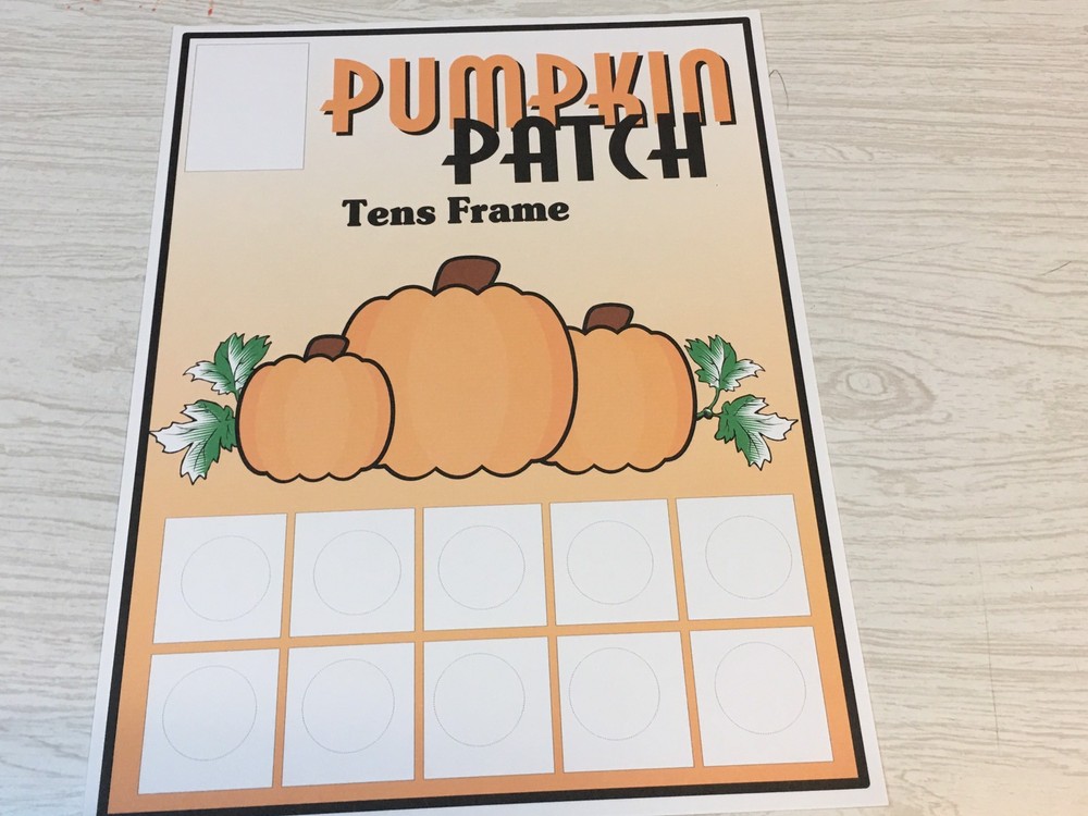 Pumpkin Patch Ten-Frames - Laminated Activity Set - Teaching Supplies