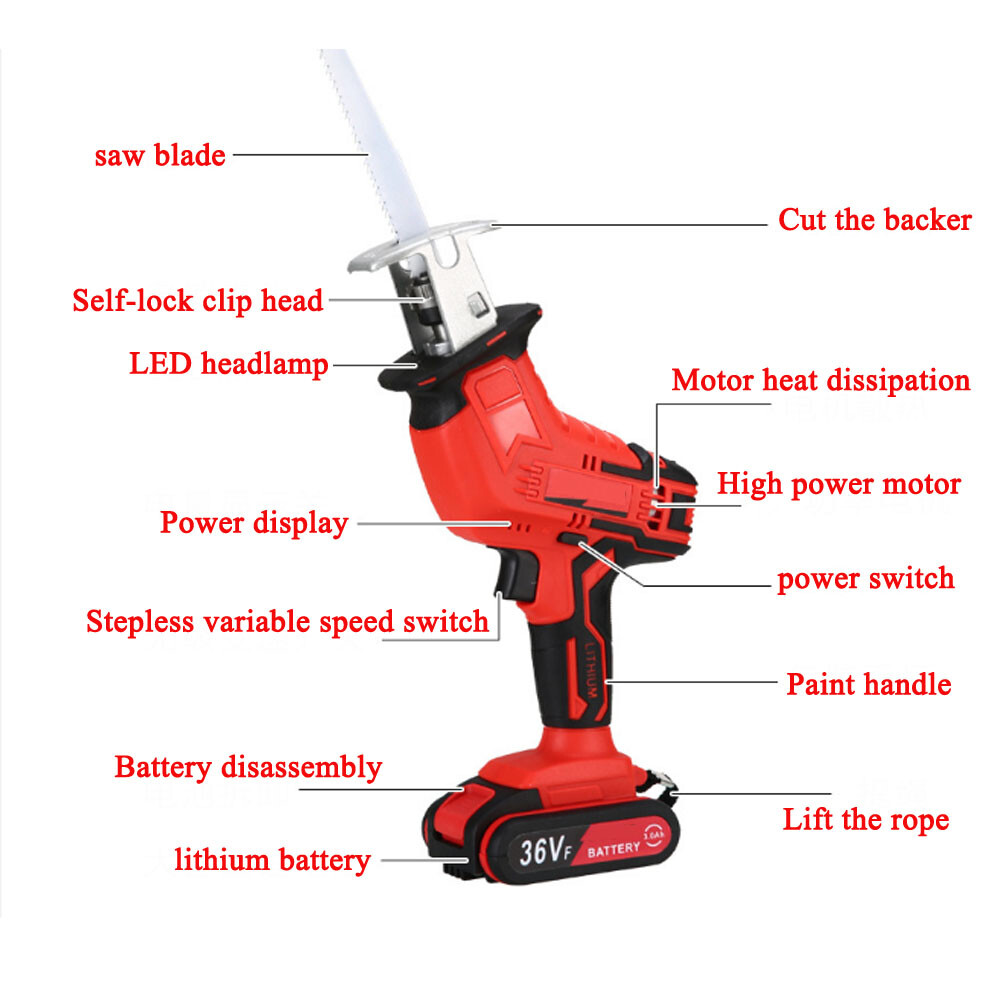 Portable Cordless Reciprocating Saw for Wood PVC/PPC Pipe Cutting with Battery