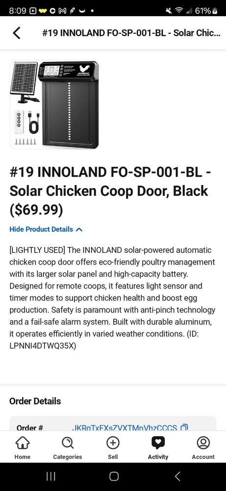Automatic Chicken Coop Door Solar Powered with Timer/Light Sensor, Solar Chic...