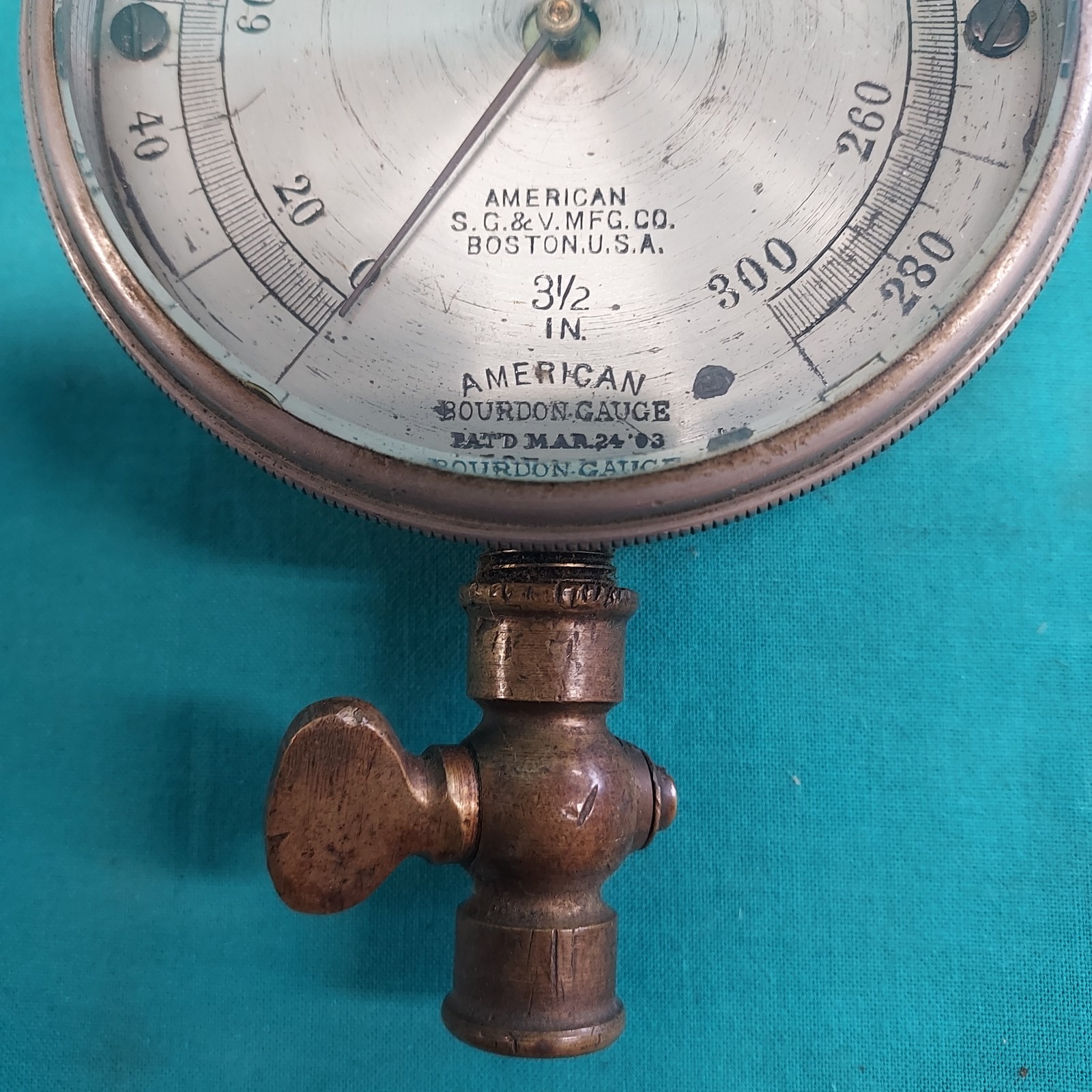 Antique American Steam Test Gauge American Bourdon Gauge Steam 1903 / Nickel