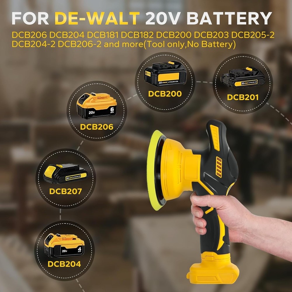 Cordless Car Buffer Polisher Compatible with DeWalt 20V MAX Battery
