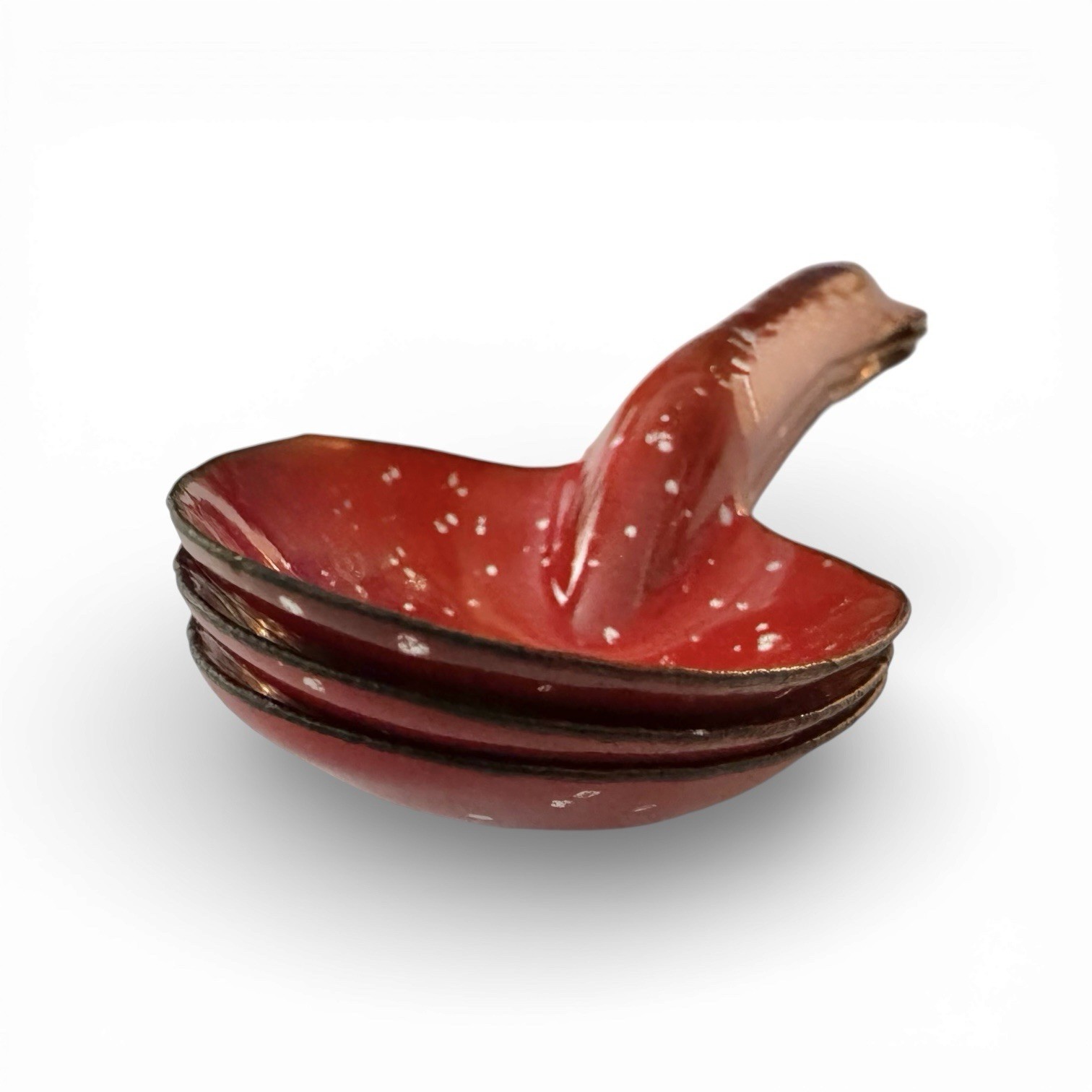 RED Speckle 6" SPOONS 3 pc Lot Vintage Enamel Metal Enamelware Camping Speckled