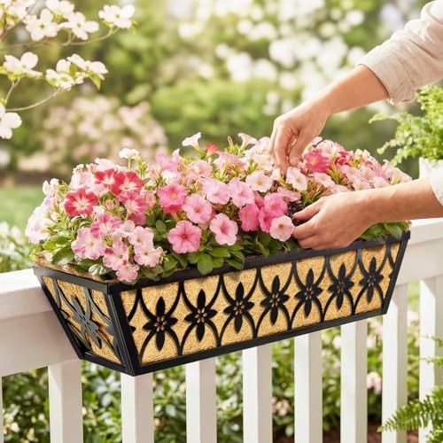 Window Boxes Planters Railing Planter Box - Pack Deck Railing Planter 30 Inch 2