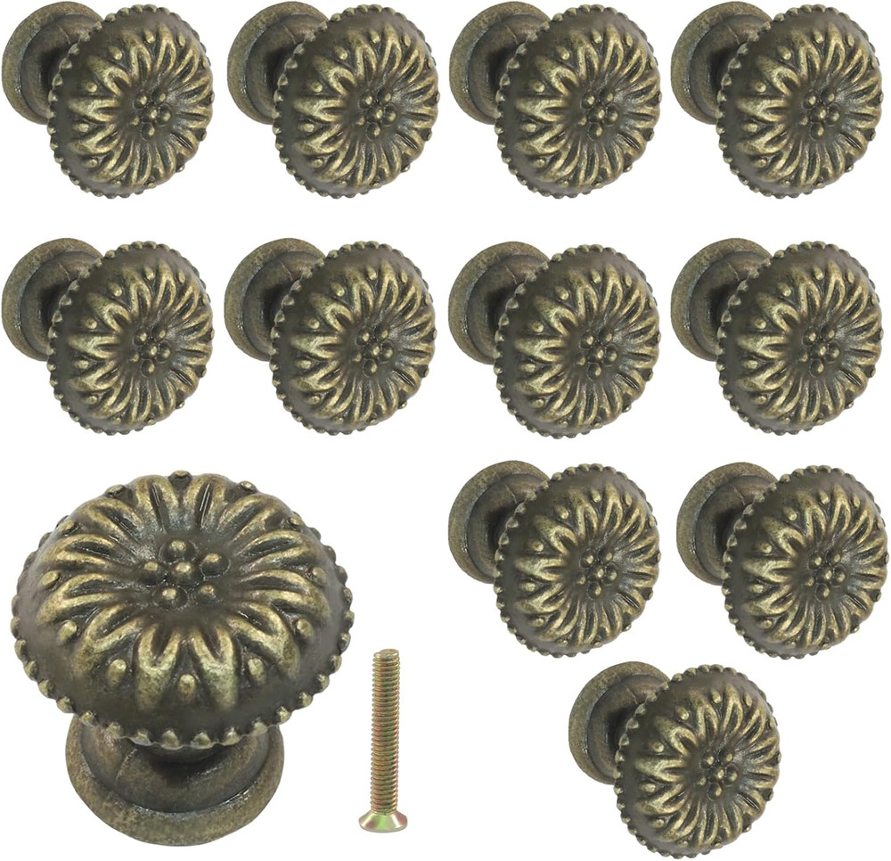 12 Pack Mini Jewelry Box Knobs, Small Vintage Drawer Pulls Knobs, Bronze Cabinet