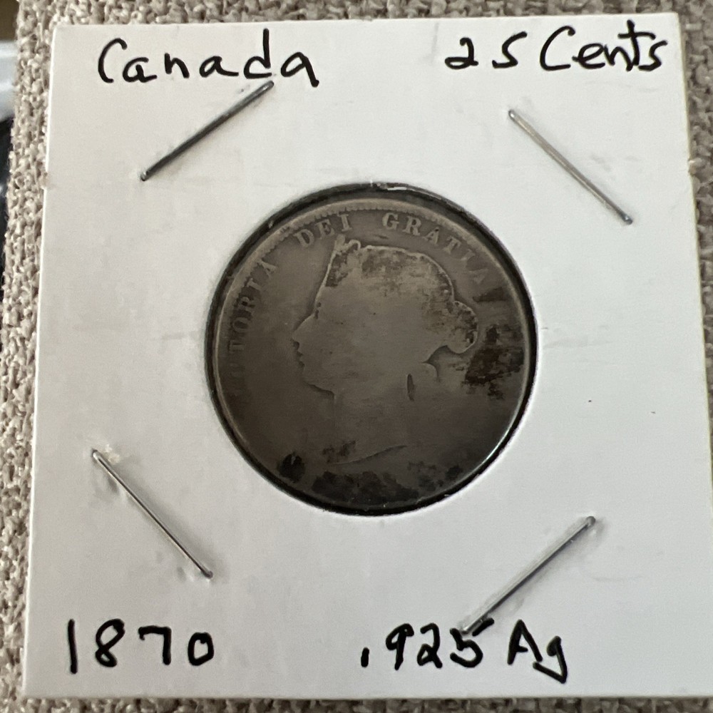 1870 Canada 25 cents silver coin