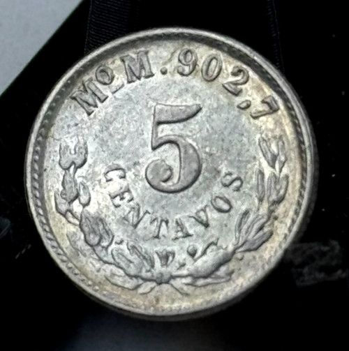 1900 Mexico Mo M Five 5 Cinco Centavos, KM#  400, Silver, UNC