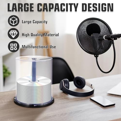 Empty CD/DVD Cake Box Spindle, 2PCS Empty DVD Storage Bucket Clear Holder CD