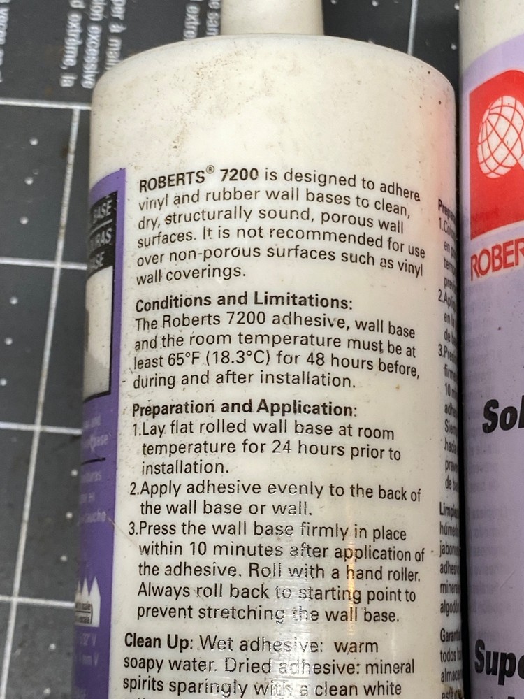 Five Tubes ROBERTS Wall Base Adhesive 11oz. each