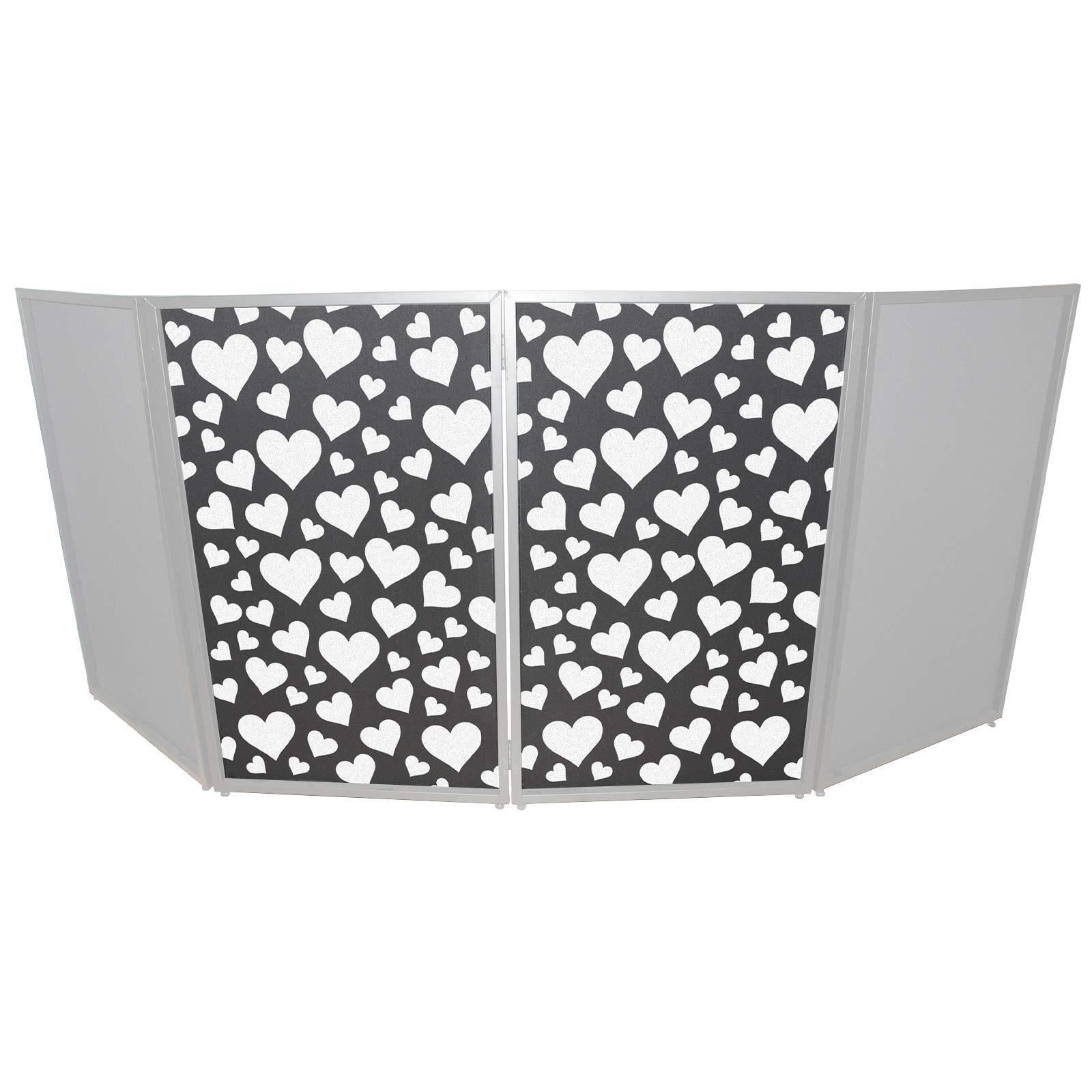 ProX XF-SPHEARTSX2 Hearts Pattern White on Black DJ Facade Scrims Pair
