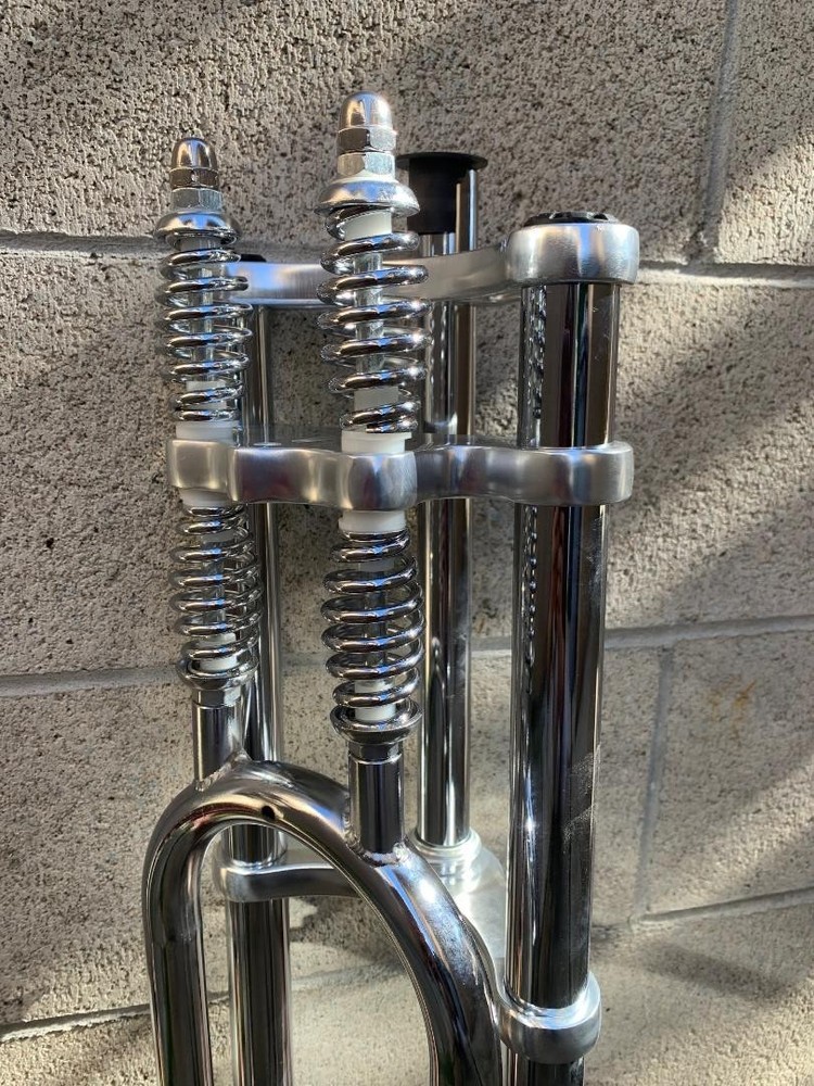 HEAVY DUTY FAT 26'' DOUBLE SPRINGER TRIPLE FORK 1" Threadless Disc Mount CHROME