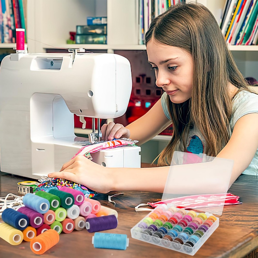 72 PCS Sewing Thread Kit, 36 Assorted Colors Machine Threads with Spools, Pre...