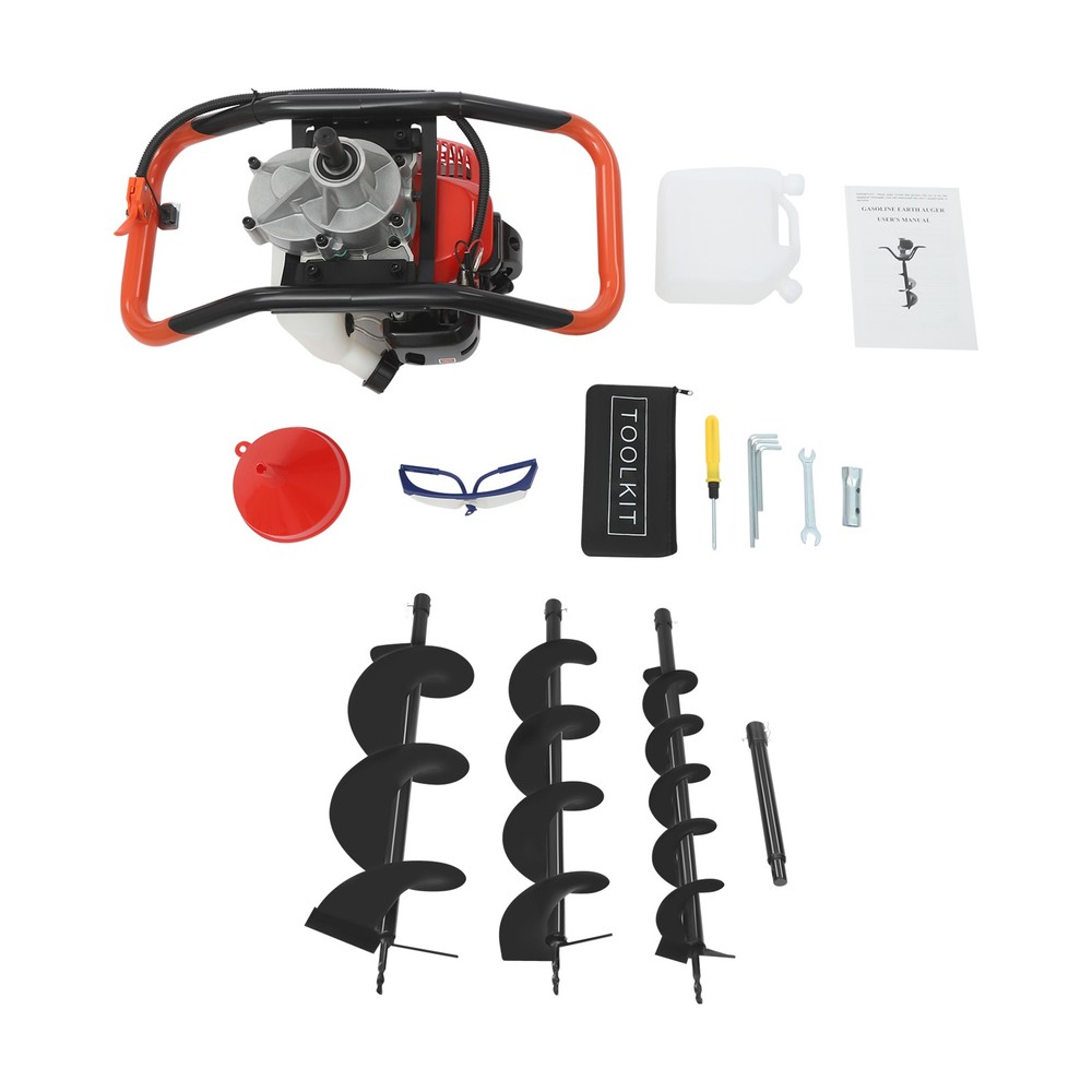 2.3HP Earth Auger Digging Drill Machine Kit Post Hole Digger with 3 Drill Bits
