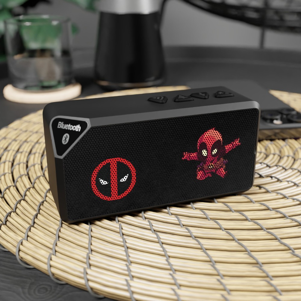 Deadpool Logo and Chibi Deadpool Bluetooth Speaker