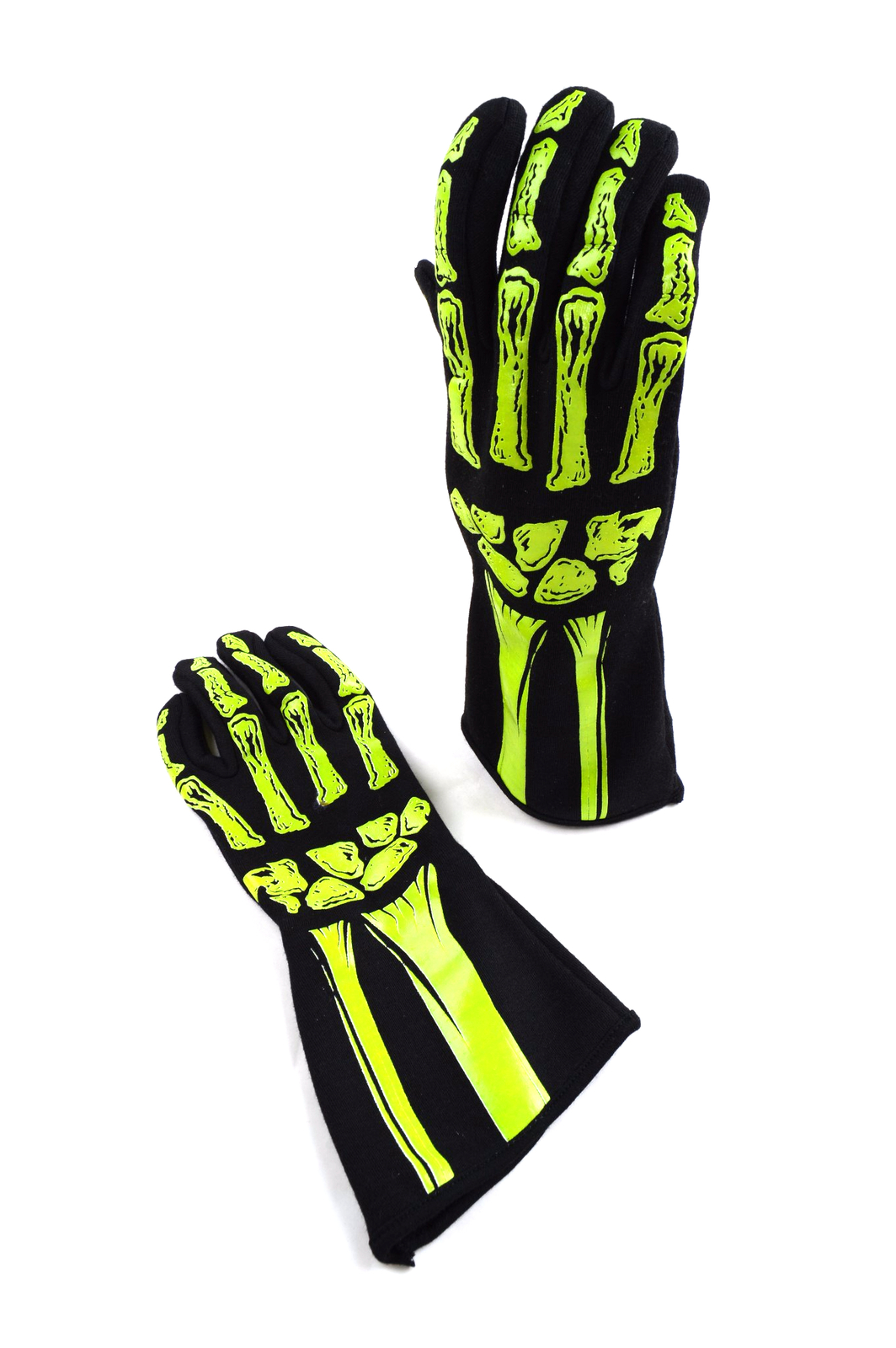 RJS RACING SFI 3.3/5 NEW SKELETON RACING GLOVES LEMON / BLACK SIZE LG 600090162