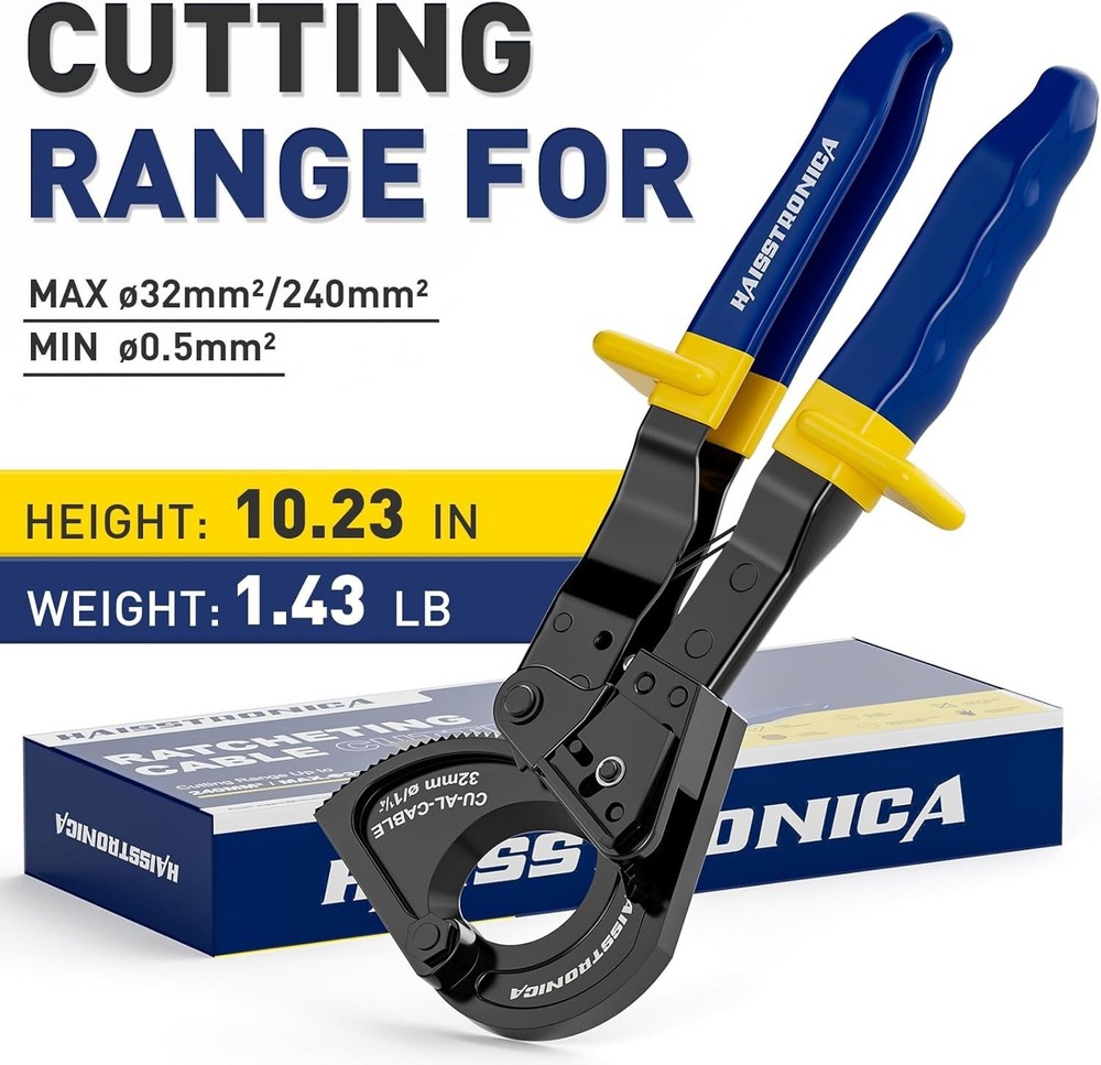 Professional Grade Ratchet Cable Cutters for Efficient Electrical Work, 240mm²