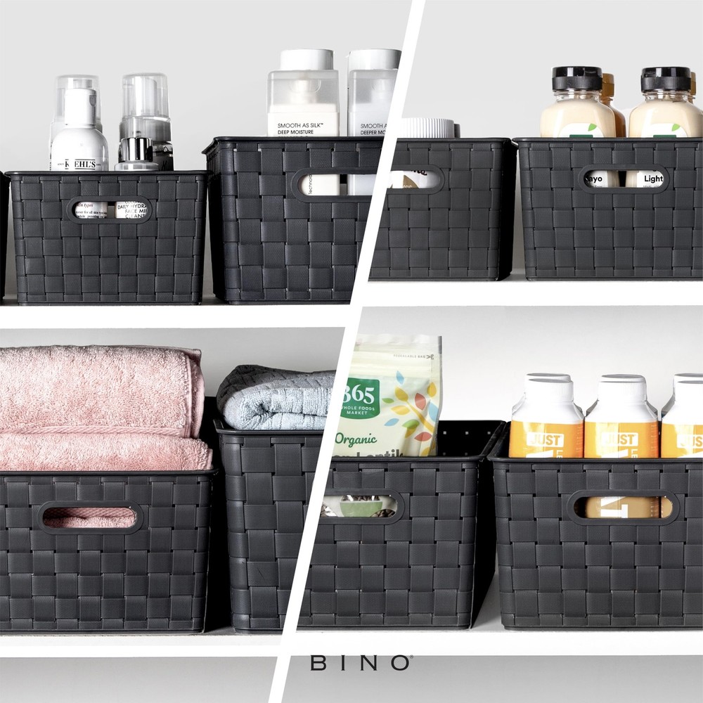 BINO Plastic Storage Baskets Large Black Stable Collection Multi-Use Organizer