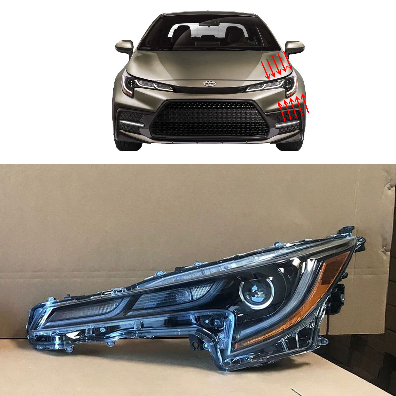 LED DRL Headlight Assembly for 2020 2021 Toyota Corolla Sport SE XSE XLE Driver