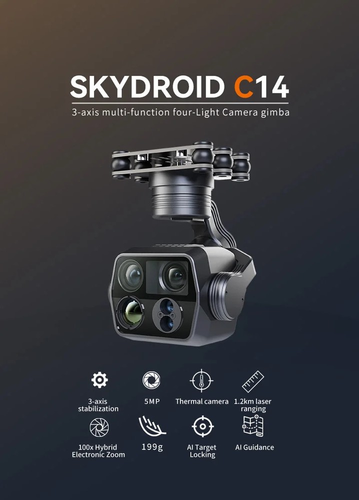 Skydroid C14 3-Axis Multi-Function 5MP Four-Light Camera Gimbal 2K HD Camera New