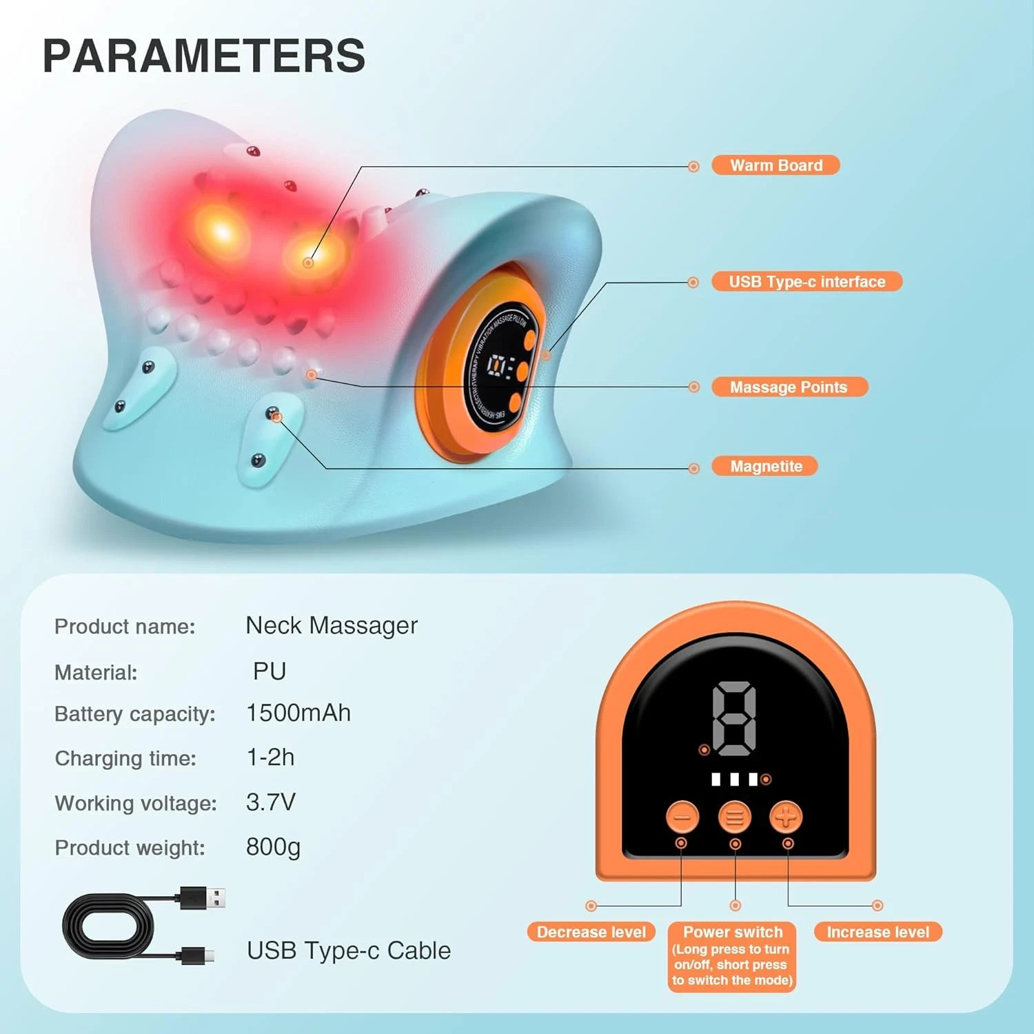 Hugterra Neck Massager 2025 Neck and Shoulder Relaxer with Heat 3 Modes Porta