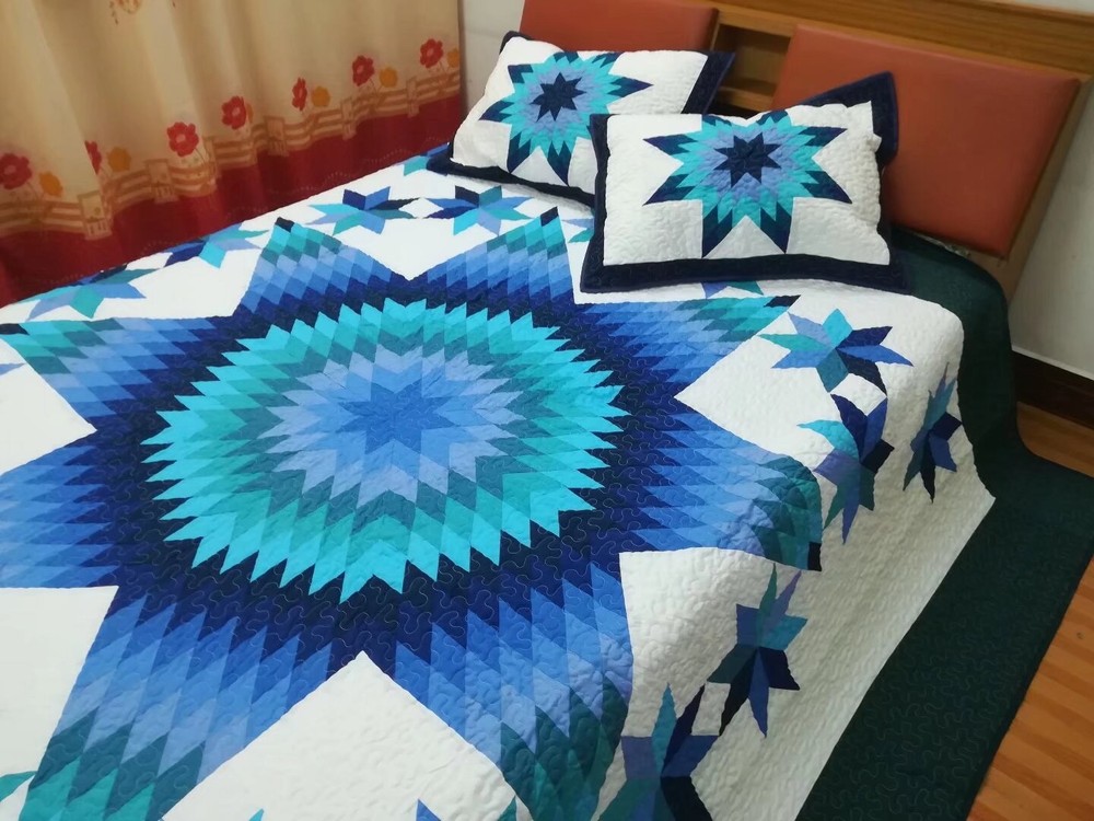 King Size Machine Pieced And quilted Patchwork Quilt#159