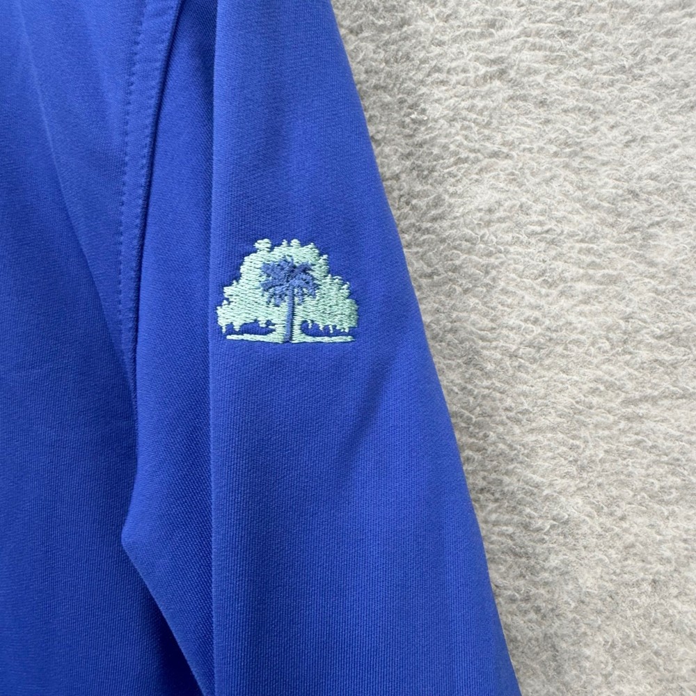 Straight Down Quarter Zip Pullover Mens Medium Blue Green Golf Performance Logo