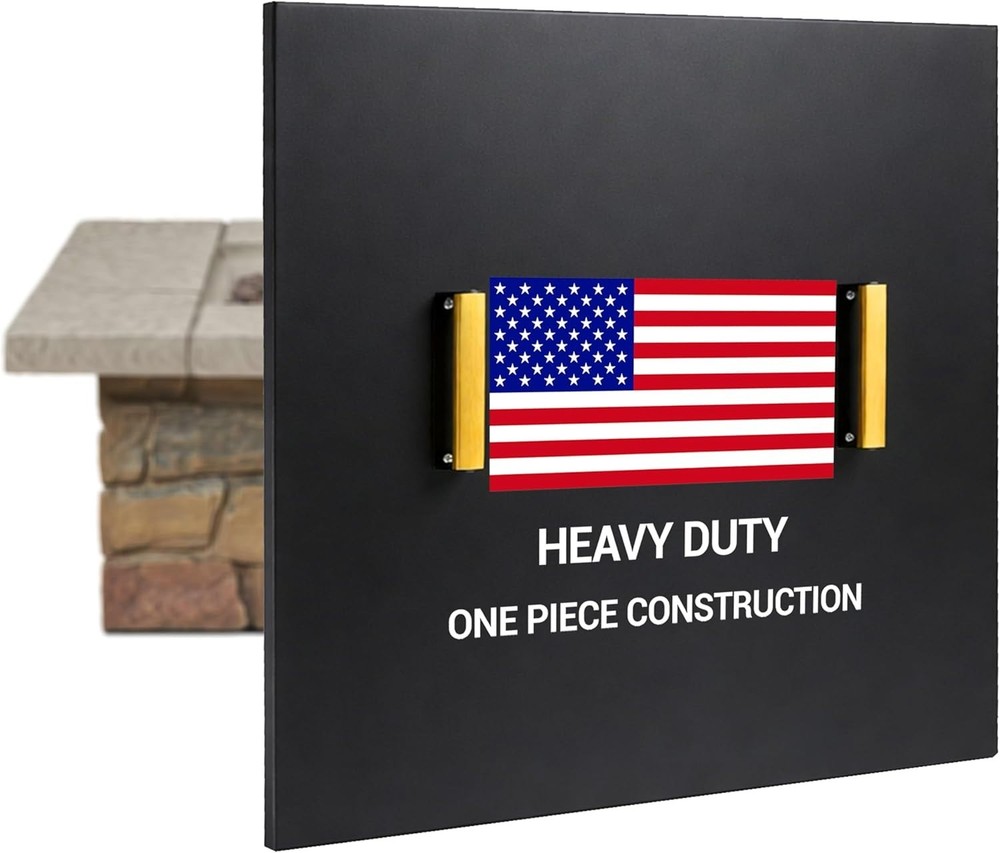 FEBTECH 28" Square Fire Pit Snuffer Lid for 26" FirePit with Wooden Handles