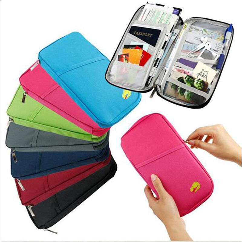 Travel Bag Passport Document Wallet Multi-function Large Capacity Zipper Clutch